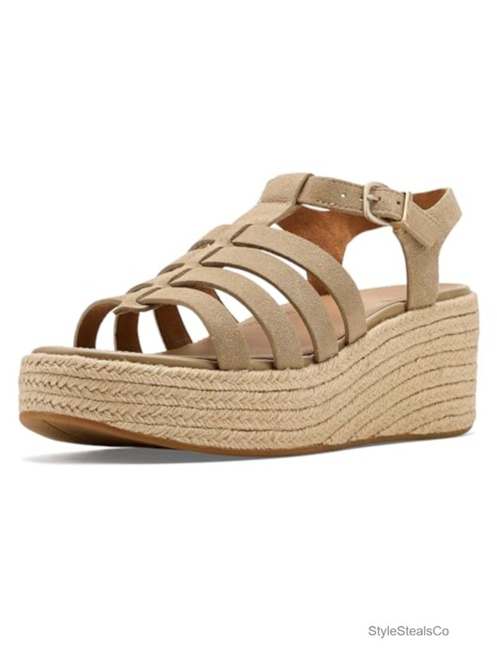 Suede Fisherman Espadrille Wedge Sandals CushX Arch Support